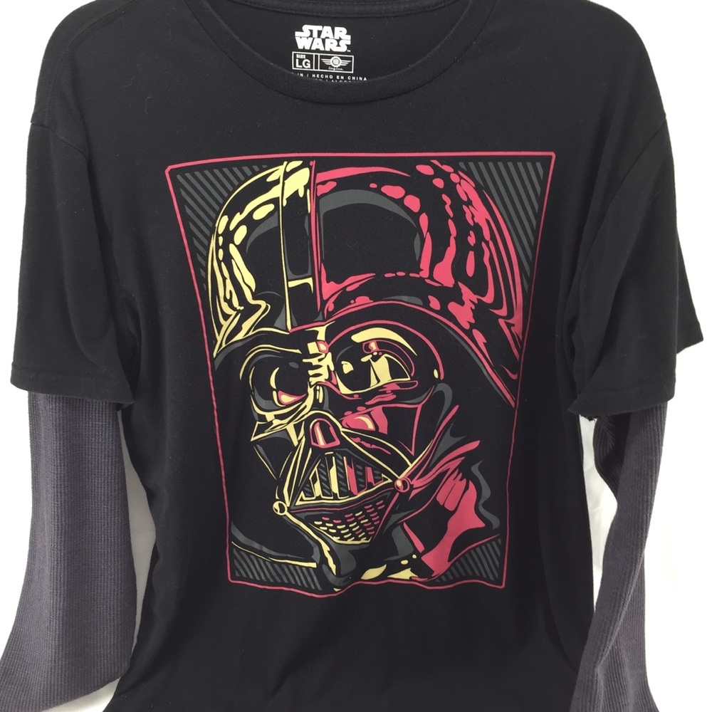 Star Wars Darth Vader Men L Long Sleeve T-Shirt Black Gray